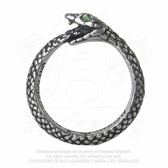 Alchemy Gothic Ouroboros Serpent Snake Infinity Ring Unisex Sizes 6-12 NWT - Picture 3 of 4